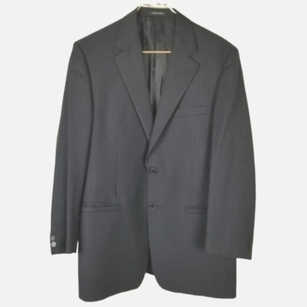 Versace Classic V2 Mens Wool Blazer Black EU 50 US 40 Textured Stripe Made Italy